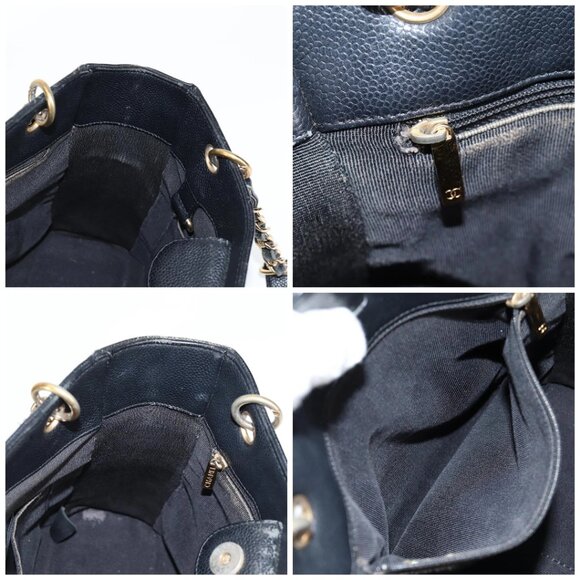 CHANEL Matelasse COCO Mark Chain Tote Bag Caviar Skin Black - Picture 15 of 16